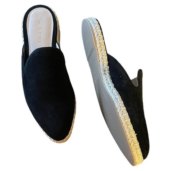 M Gemi The Lido Mule Espadrille Suede Black 8.5 - Picture 1 of 8